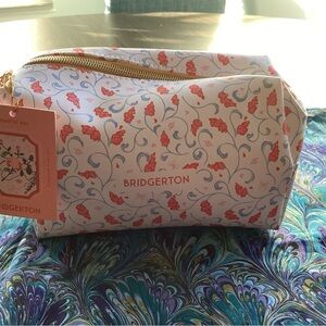 Bridgerton Floral Cosmetic Bag - White and Red